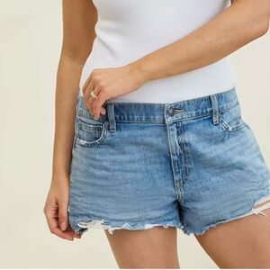 Aerie Blue Jean Shorts High-Waisted Distressed